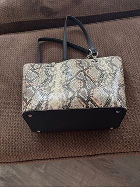 Calvin Klein Snake-Print Tote Bag with Chain Handles - Neutral Brown